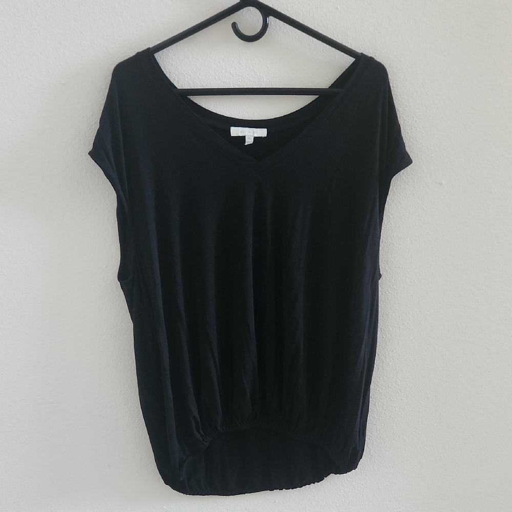 Eri + Ali Anthropologie Black V-Neck Women's Top